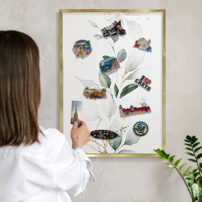 Plechové tabule na magnety zlatý rám Botanická elegance