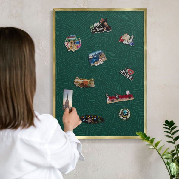 Magnetické tabule na magnety v zlatém rámu Zelené listy