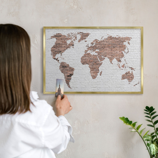 Plechové tabule na magnety zlatý rám Mapa cihel