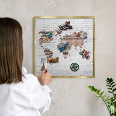 Plechové tabule na magnety zlatý rám Mapa cihel