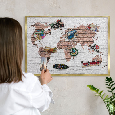 Plechové tabule na magnety zlatý rám Mapa cihel