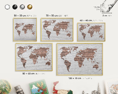 Plechové tabule na magnety zlatý rám Mapa cihel