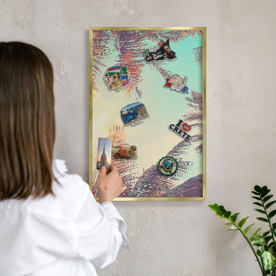 Magnetické tabule na magnety v zlatém rámu Tropický ráj