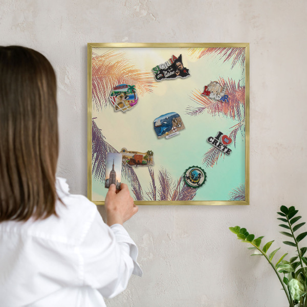 Magnetické tabule na magnety v zlatém rámu Tropický ráj