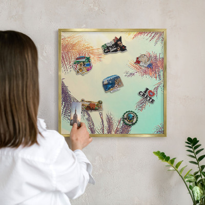 Magnetické tabule na magnety v zlatém rámu Tropický ráj