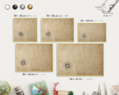 Magnetické tabule na magnety v zlatém rámu Větrná růžice