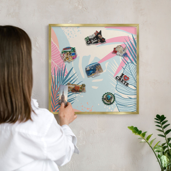 Magnetické tabule na magnety v zlatém rámu Tropická abstrakce