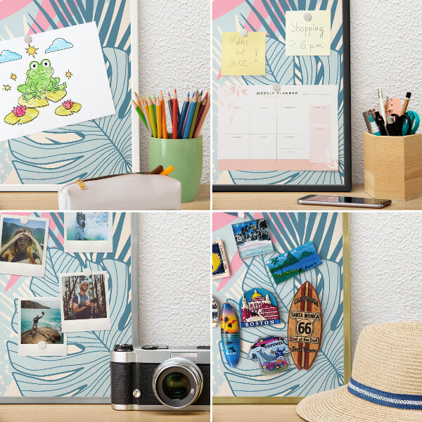 Magnetické tabule na magnety v zlatém rámu Tropická abstrakce