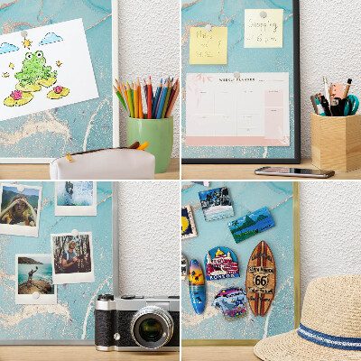 Magnetické tabule na magnety v zlatém rámu Tyrkysová elegance