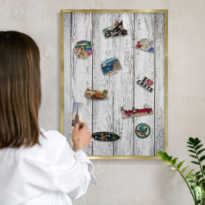 Magnetické tabule na magnety v zlatém rámu Rustikální dřevo