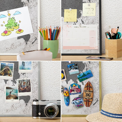 Magnetické tabule na magnety v zlatém rámu Mapa světa