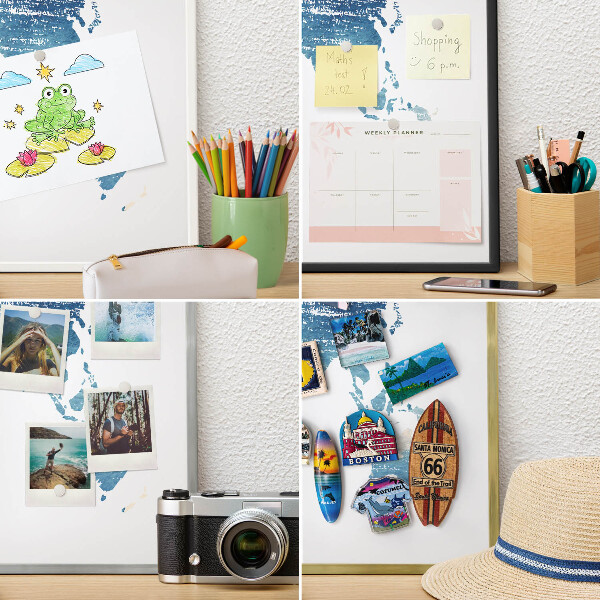 Magnetické tabule na magnety v zlatém rámu Akvarelová mapa