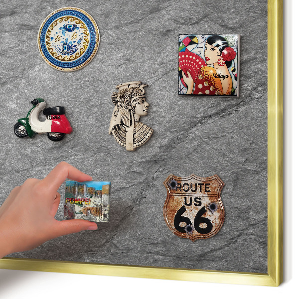 Magnetické tabule na magnety v zlatém rámu Šedý kámen