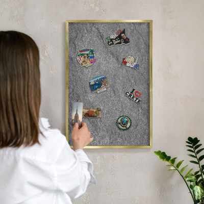 Magnetické tabule na magnety v zlatém rámu Šedý kámen