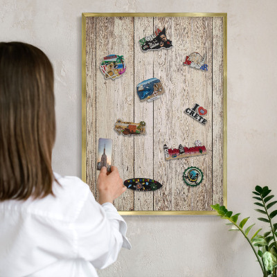 Magnetické tabule na magnety v zlatém rámu Dřevěná textura
