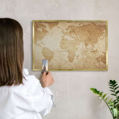 Magnetické tabule na magnety v zlatém rámu Stará mapa