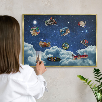 Magnetické tabule na magnety v zlatém rámu Kosmická noc