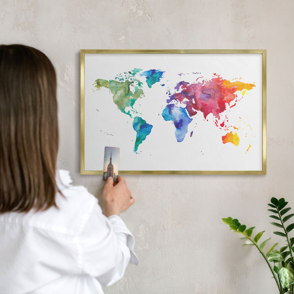 Plechové tabule na magnety zlatý rám Barevná mapa