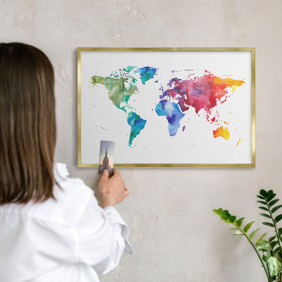 Plechové tabule na magnety zlatý rám Barevná mapa