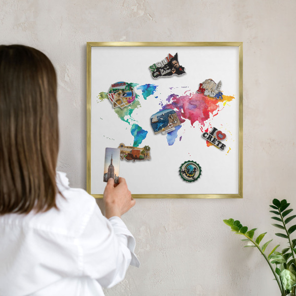 Plechové tabule na magnety zlatý rám Barevná mapa