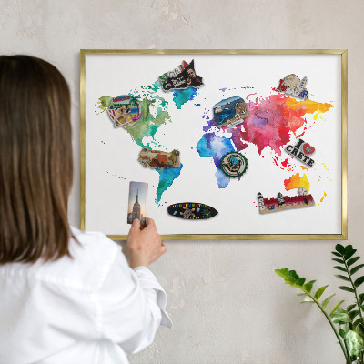 Plechové tabule na magnety zlatý rám Barevná mapa