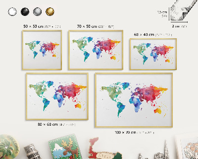 Plechové tabule na magnety zlatý rám Barevná mapa