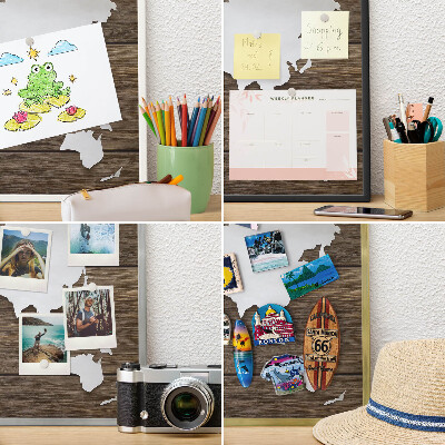Magnetické tabule na magnety v zlatém rámu Dřevěná mapa