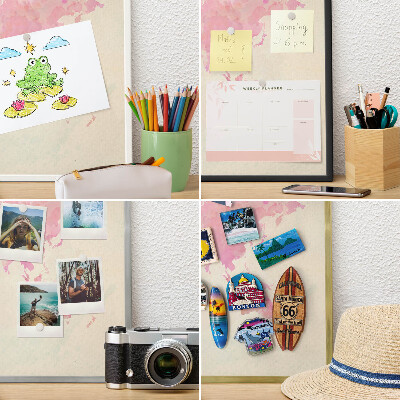 Magnetické tabule na magnety v zlatém rámu Mapa světa