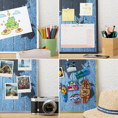 Magnetické tabule na magnety v zlatém rámu Mapa světa