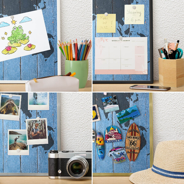 Magnetické tabule na magnety v zlatém rámu Mapa světa
