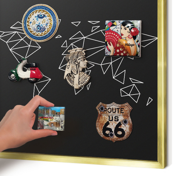 Magnetické tabule na magnety v zlatém rámu Mapa světa