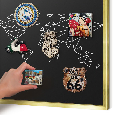 Magnetické tabule na magnety v zlatém rámu Mapa světa