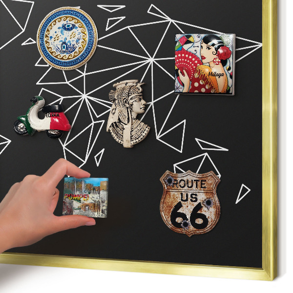 Magnetické tabule na magnety v zlatém rámu Mapa světa