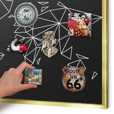 Magnetické tabule na magnety v zlatém rámu Mapa světa