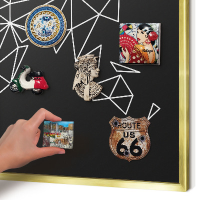 Magnetické tabule na magnety v zlatém rámu Mapa světa