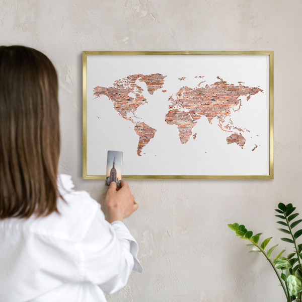 Plechové tabule na magnety zlatý rám Mapa cihel