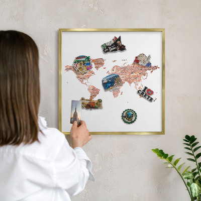 Plechové tabule na magnety zlatý rám Mapa cihel