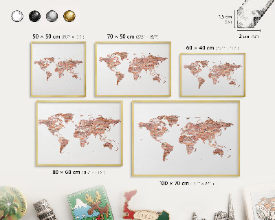 Plechové tabule na magnety zlatý rám Mapa cihel