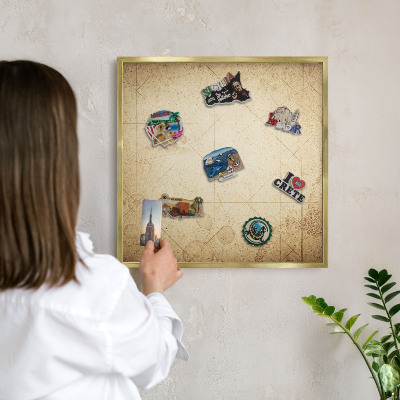 Magnetické tabule na magnety v zlatém rámu Starověká mapa