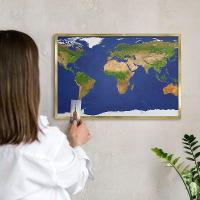 Plechové tabule na magnety zlatý rám Mapování světa