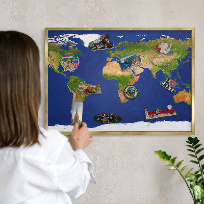 Plechové tabule na magnety zlatý rám Mapování světa