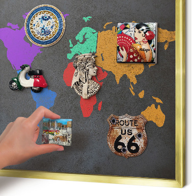 Plechové tabule na magnety zlatý rám Barevná mapa