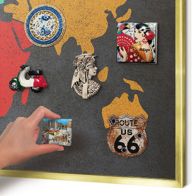Plechové tabule na magnety zlatý rám Barevná mapa