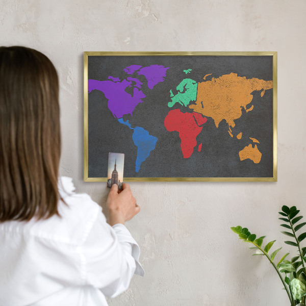 Plechové tabule na magnety zlatý rám Barevná mapa