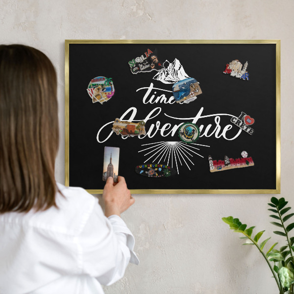 Plechové tabule na magnety zlatý rám Čas na dobrodružství