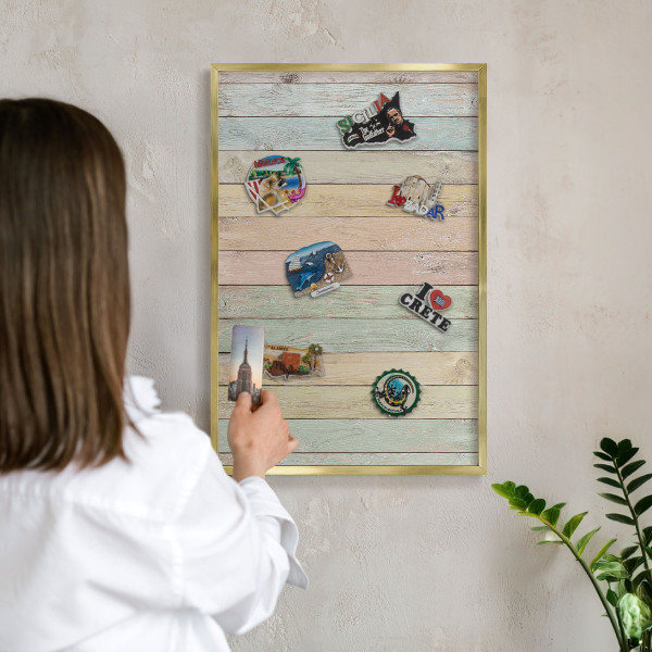 Magnetické tabule na magnety v zlatém rámu Rustikální desky