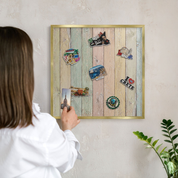 Magnetické tabule na magnety v zlatém rámu Rustikální desky