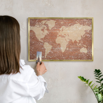 Plechové tabule na magnety zlatý rám Mapa cihel