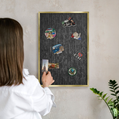 Magnetické tabule na magnety v zlatém rámu Cihlová zeď