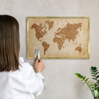 Plechové tabule na magnety zlatý rám Starožitná mapa